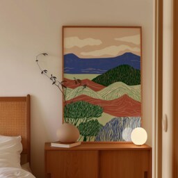 Abstract Landscape Poster, Rolling Hills Print, Colourful Wall Art - thumbnail 2