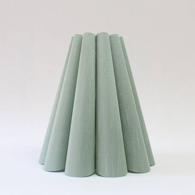 Handmade Aquamarine Fabric Lampshade Scallop Pleated Acrylic Shade - image 1