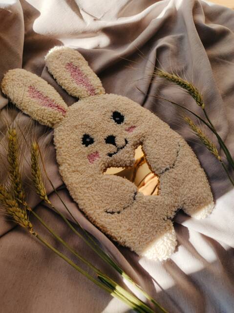 Unbreakable Punch Needle Mirror Handmade Craft Bunny For The Children's Room Babyroom Kidsroom Interior Cozy Knitting Decor - image 1