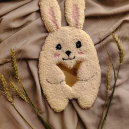Unbreakable Punch Needle Mirror Handmade Craft Bunny For The Children's Room Babyroom Kidsroom Interior Cozy Knitting Decor - thumbnail 3