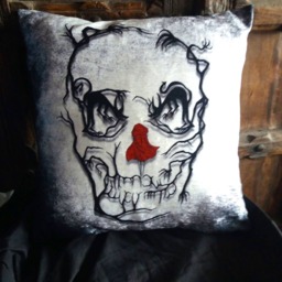 Gothic Skull Cushion Home Decor, Lost in The Woods Skull Pillow - thumbnail 2