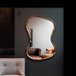 Asymmetrical Gold Frame Mirror Modern Home Decor, Irregular Bathroom & Vanity Mirror