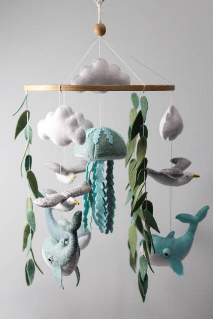 Ocean Baby Mobile With Whale, Jellyfish, Seagull - image 1