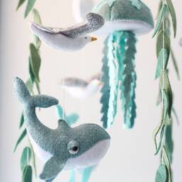 Ocean Baby Mobile With Whale, Jellyfish, Seagull - thumbnail 3