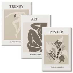 Canvas Wall Art Set Of 3 - Human Figures With Plants By Henri Matisse, Beige Print On Canvas, Artwork Decor - thumbnail 1