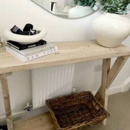 Farmhouse Console Table, Rustic X Leg Entryway Reclaimed Wood Hallway Shoe Storage, Organisation - thumbnail 2