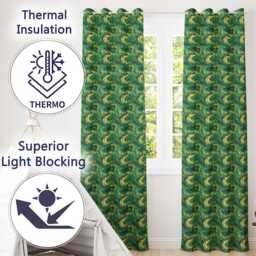 Green Yellow Fluid Marble Abstract Swirl Seamless Pattern Readymade Eyelet Ring Top Thermal 100% Blackout Curtains - thumbnail 3