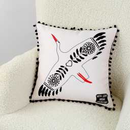 Decorative Pillow Cover, Pillowcase Ukrainian Stork, Home Decor, 16x16 Boho Farmhouse Porch Case - thumbnail 3
