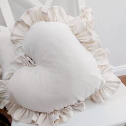 Bohemian Linen Striped Heart Pillow Cover With Frill Edges - thumbnail 2