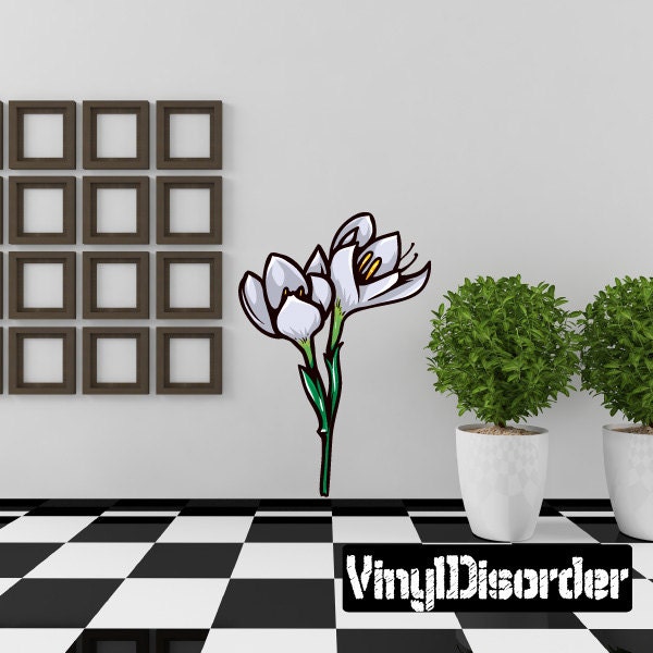 Floral Flower Wall Decal - Fabric Vinyl Removable & Reusable Floralfloweruscolor060Et