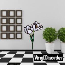 Floral Flower Wall Decal - Fabric Vinyl Removable & Reusable Floralfloweruscolor060Et
