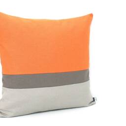 Tangerine Orange & Grey Colorblock Pillow Cover - All Sizes, Home Gifts For You - thumbnail 3