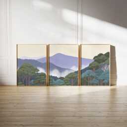Misty Mountain Forest Poster Set Of 3 - Minimalist Nature Wall Art Prints Soft Green Woodland Landscape Calm Scenic Artwork - thumbnail 3