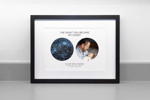 Personalised Star Map & Photo Print, The Night You Became My Daddy Mummy - image 1