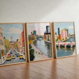 Set Of 3 Grand Rapids Michigan Posters, Vintage Travel Prints, Usa City Skyline Wall Art, Midwest Riverfront Decor Poster - thumbnail 3
