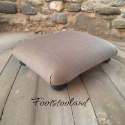Handmade Low Desk Footstool Linen Look Ottoman With Plastic Feet, Ud