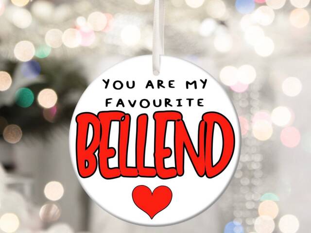 My Favourite Bellend Rude Personalised Christmas Bauble Boyfriend Son Funny Gift Present Keepsake Novelty Tree Xmas Secret Santa