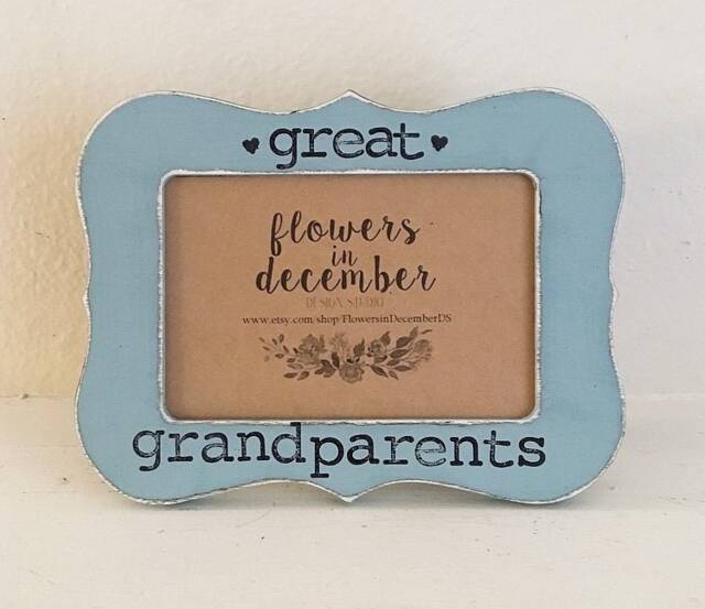 Great Grandparents Personalized Picture Frame Gift Hand Stamped Distressed Wood - image 1