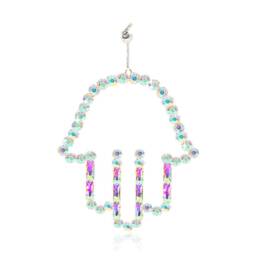 Gold Plated Hamsa Wall Hanging Ab Crystals Jewish Home Decor - thumbnail 2