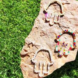 Gold Plated Hamsa Wall Hanging Ab Crystals Jewish Home Decor - thumbnail 3