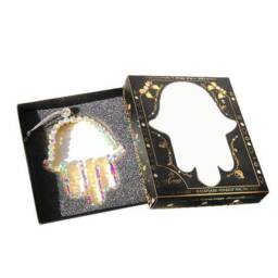 Gold Plated Hamsa Wall Hanging Ab Crystals Jewish Home Decor - thumbnail 4