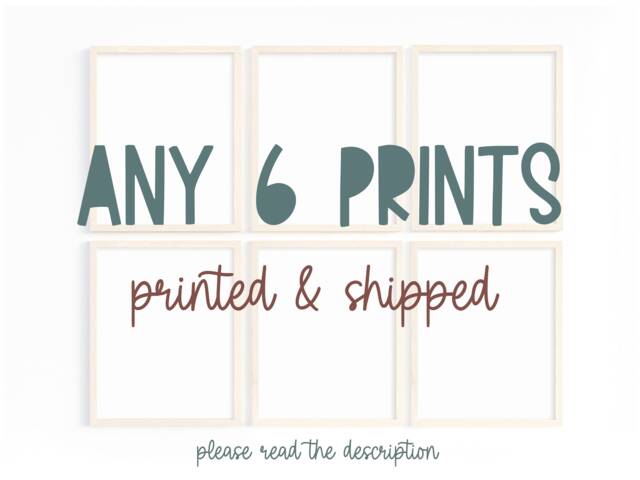 Custom Set Of 6 Unframed Prints, Any Prints Printed & Shipped, Nursery Decor, Playroom Scandi Kids Art - image 1
