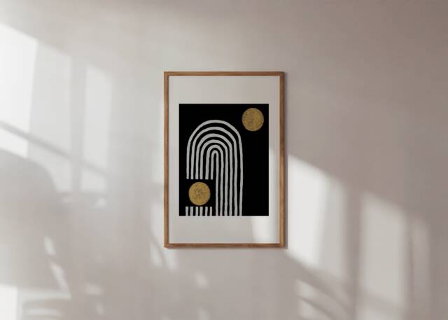 Black Rainbow Art Print - Mid Century Modern Decor Blanket Best Seller - image 1