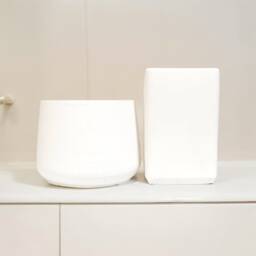 White Toothbrush & Earstick Holder, Home Office Accessory, Bathroom Decoration, Interior Organizer Pottery - thumbnail 2