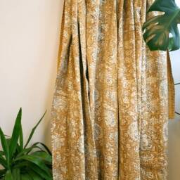 Kantha Stitch Pure Cotton Reversible Bed/Sofa Throw King Size Handmade Floral Indian Dohar Elegant Sandstone Beige Botanical Bloom - thumbnail 4
