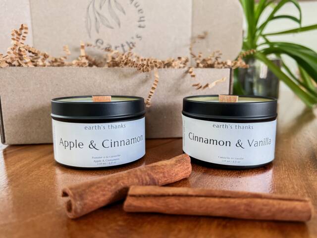 Cinnamon Soy Candle Duo Autumn Aromatherapy Gift Set - image 1