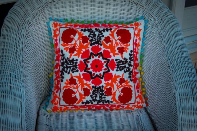 Orange Sunshine Suzani Cushion