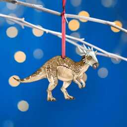 Wooden Stygimoloch Dinosaur Christmas Tree Decoration, Birch Plywood Lover Gift, Keepsake, Watercolour Art - thumbnail 1