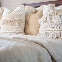 Boho Chic Sofa/Couch/ Bed Throw - Weighted Heavy Blanket Lounge Cover Bedspread- Cotton Beige Ivory Fringe Tassel -Picnic - thumbnail 3