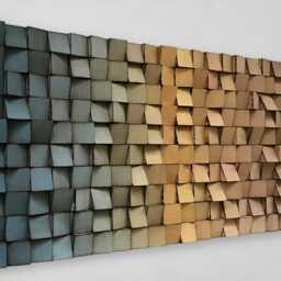 Reclaimed Wood Wall Art - Blue Gold Brown Sound Diffuser - thumbnail 3