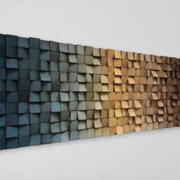 Reclaimed Wood Wall Art - Blue Gold Brown Sound Diffuser - thumbnail 2