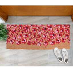 Extra Long Coir Doormat 40 X 125cm Red Poppy Print Natural Coconut Dirt Trapper Non-Slip Mat Hall Rug - thumbnail 3