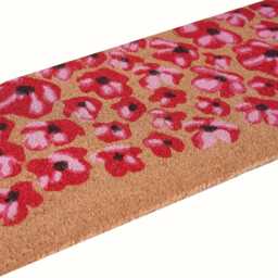 Extra Long Coir Doormat 40 X 125cm Red Poppy Print Natural Coconut Dirt Trapper Non-Slip Mat Hall Rug - thumbnail 2