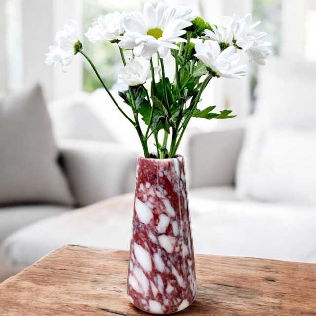 Unique Calacatta Viola Genuine Marble Tall Flower Vase - image 1