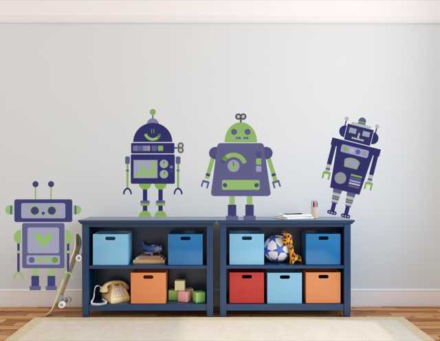 Boy Wall Decals Robot, Stickers, Decals, Nursery Decal, Sticker, Decor, Baby Decor - image 1