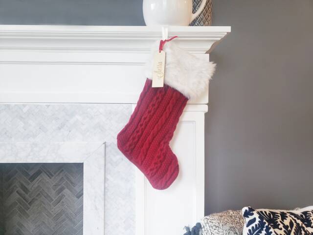 Personalized Christmas Stocking Tag Gift Tags Custom Monogram Rustic Wood Nametag Name - image 1