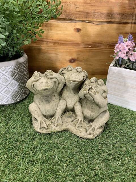 Stone Garden See Hear Speak No Evil Frog Toad Statue Ornament - image 1