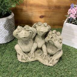 Stone Garden See Hear Speak No Evil Frog Toad Statue Ornament - thumbnail 3