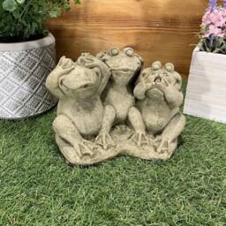 Stone Garden See Hear Speak No Evil Frog Toad Statue Ornament - thumbnail 4