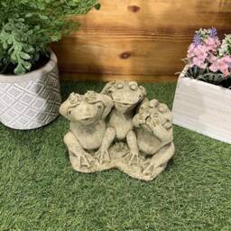 Stone Garden See Hear Speak No Evil Frog Toad Statue Ornament - thumbnail 2