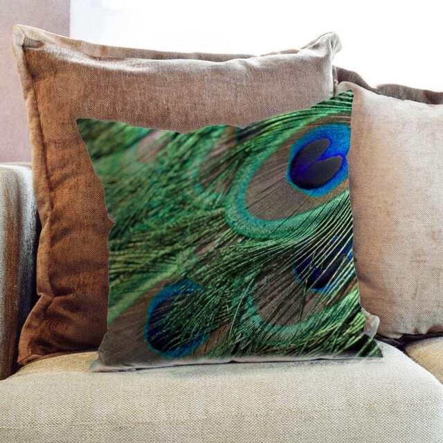Peacock Feather Bird Photography - Decorative Pillow Throw Cushion Fabric , Case Cover Or With Filling