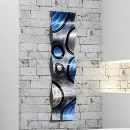Wall Sculpture, 3D Metal Art, Abstract Contemporary Art Office Decor - Rains Of Blue Wave By Jon Allen - thumbnail 1