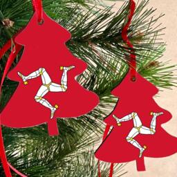 Christmas Ornament Isle Of Man Decoration. Tree Shaped Hanging Bright. Manx Ellan Vannin - thumbnail 3