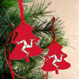 Christmas Ornament Isle Of Man Decoration. Tree Shaped Hanging Bright. Manx Ellan Vannin - thumbnail 2