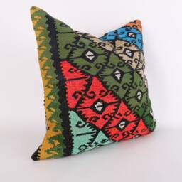 Handwoven Kilim Pillow Cover 24'' Bohemian Home Decor - thumbnail 3