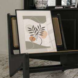 Green & Orange Wall Art Prints, Boho Art, Leaf Abstract Lounge & Orange, Sage - thumbnail 2